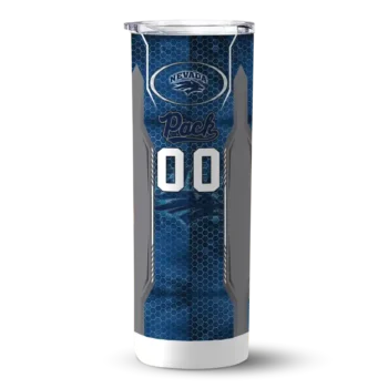 Personalized Nevada Wolf Pack Stacked Diamond Blue Skinny Tumbler