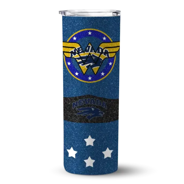 personalized nevada wolf pack star cluster blue skinny tumbler best selling