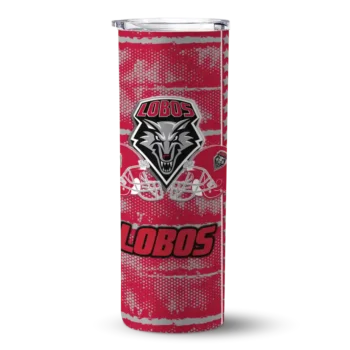 Personalized New Mexico Lobos Chevron Patch Red Skinny Tumbler