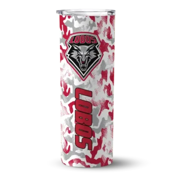 Personalized New Mexico Lobos Claw Marks Red White Skinny Tumbler