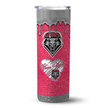Personalized New Mexico Lobos Pixel Fade Red Skinny Tumbler