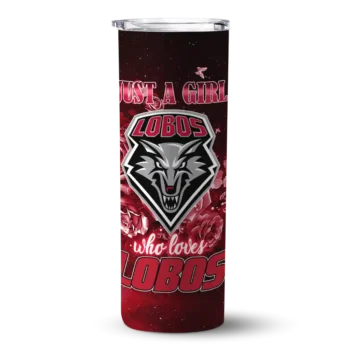 Personalized New Mexico Lobos Rose Romance Red Black Skinny Tumbler