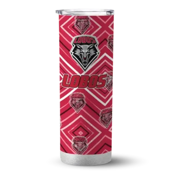 Personalized New Mexico Lobos Zipper Leopard Red Skinny Tumbler