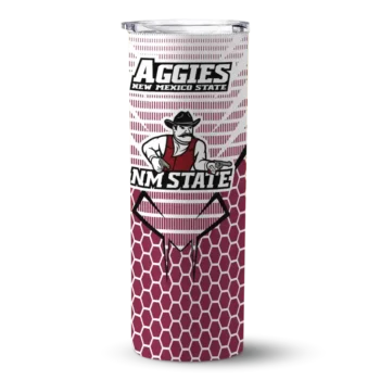 Personalized New Mexico State Aggies Chevron Stripes Crimson Skinny Tumbler