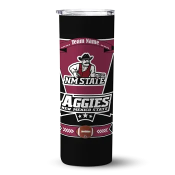 Personalized New Mexico State Aggies Helmet Belt Crimson Black Skinny Tumbler
