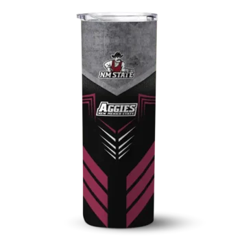 Personalized New Mexico State Aggies Hexagon Honeycomb Crimson Black Skinny Tumbler