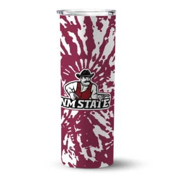 Personalized New Mexico State Aggies Metallic Grid Crimson Skinny Tumbler