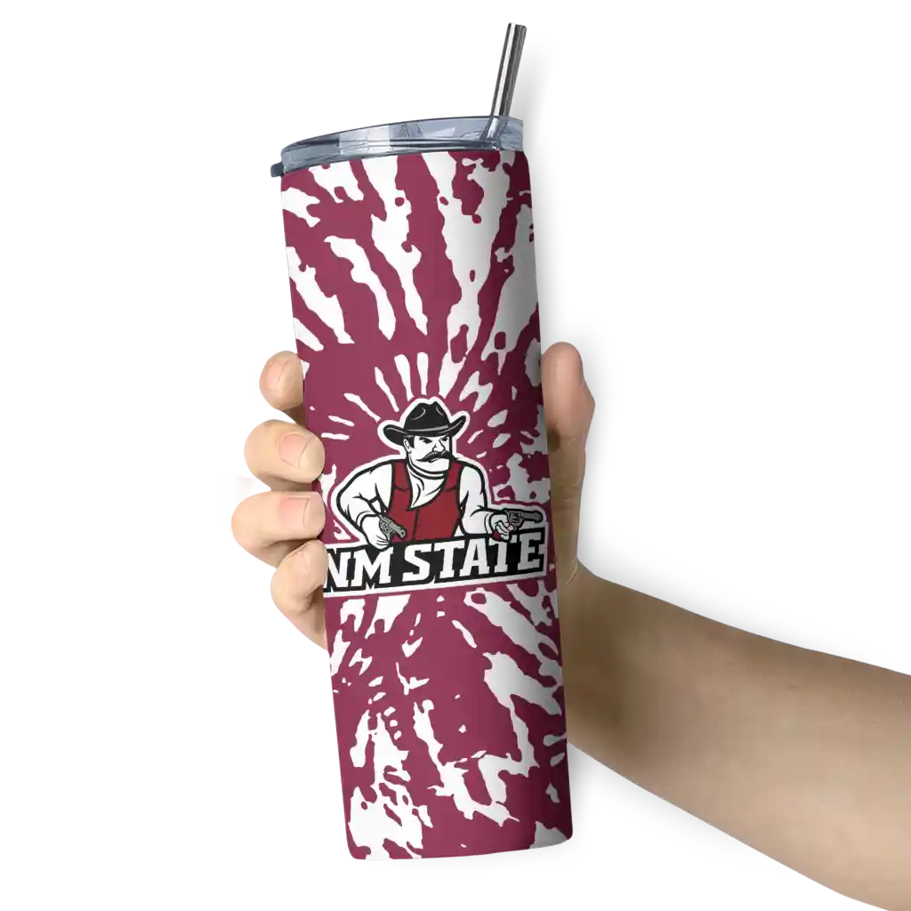 personalized-new-mexico-state-aggies-metallic-grid-crimson-skinny-tumbler-premium-grade.webp