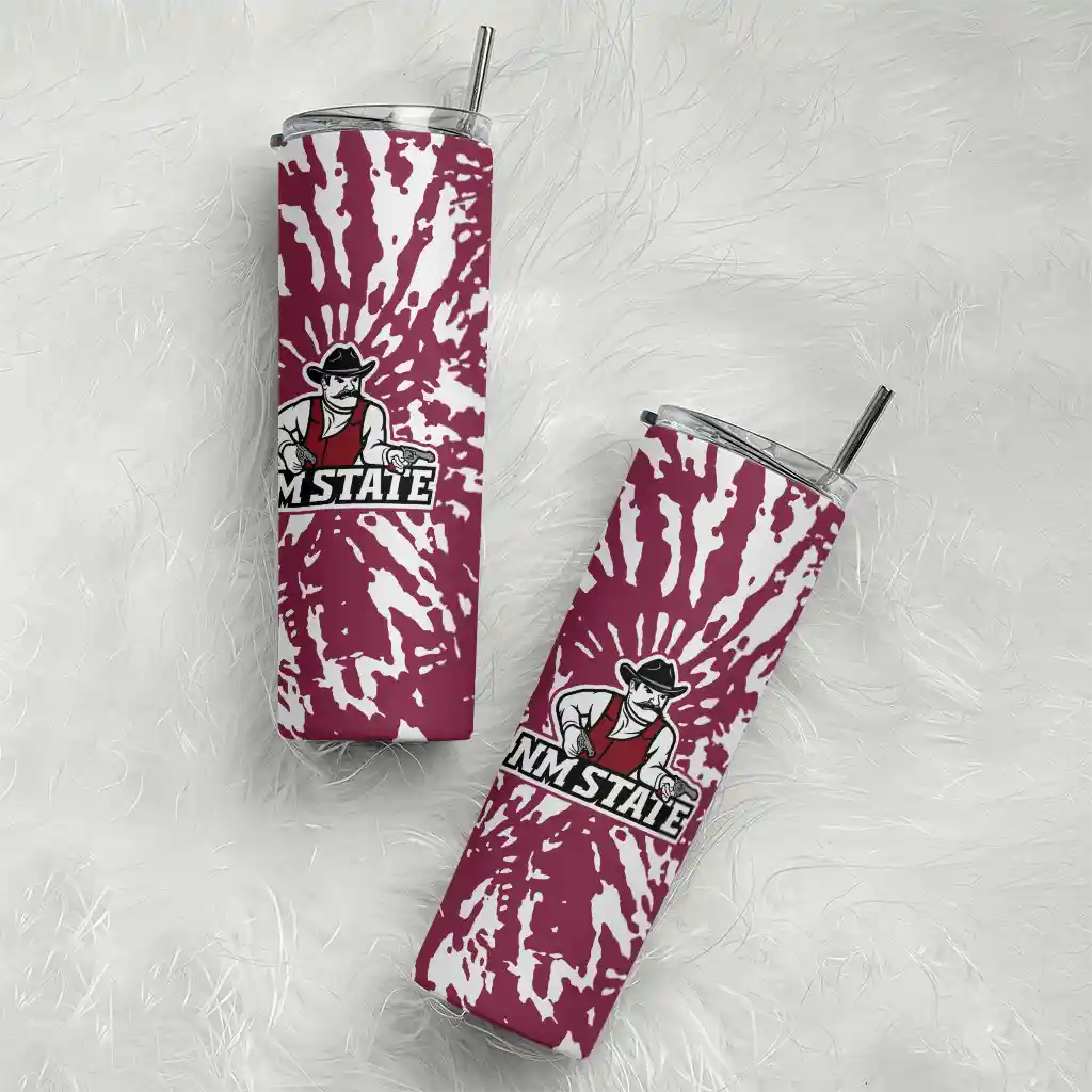 personalized-new-mexico-state-aggies-metallic-grid-crimson-skinny-tumbler-top-rated.webp