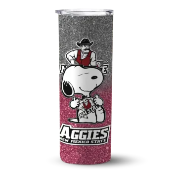 Personalized New Mexico State Aggies Snoopy Attitude Crimson Skinny Tumbler