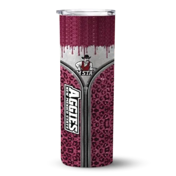 Personalized New Mexico State Aggies Sparkle Drip Crimson Skinny Tumbler