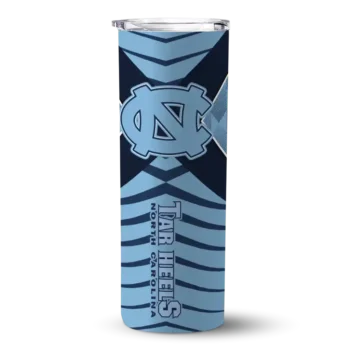 Personalized North Carolina Tar Heels Camo Texture Light Blue Skinny Tumbler