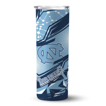 Personalized North Carolina Tar Heels Helmet Clash Light Blue Skinny Tumbler