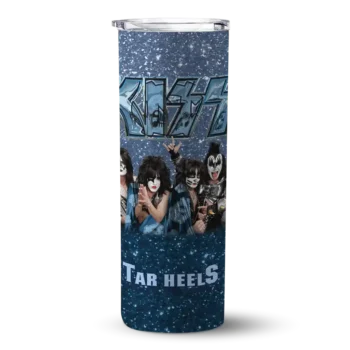 Personalized North Carolina Tar Heels Kiss Band Navy Blue Skinny Tumbler