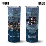 personalized-north-carolina-tar-heels-kiss-band-navy-blue-skinny-tumbler-best-selling.webp