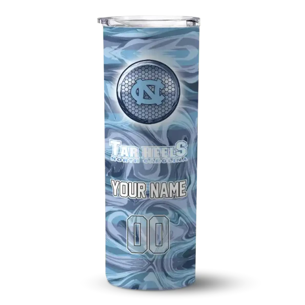personalized north carolina tar heels patterned waves light blue skinny tumbler best selling