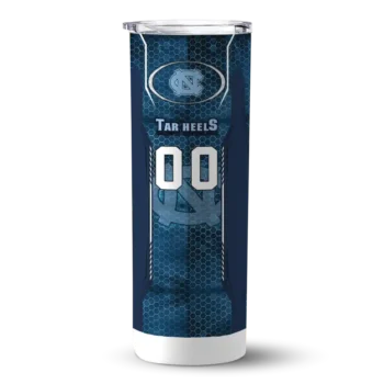 Personalized North Carolina Tar Heels Stacked Diamond Light Blue Skinny Tumbler