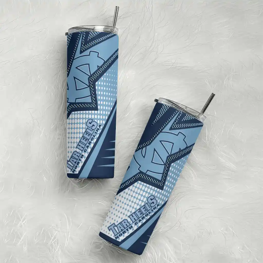 personalized-north-carolina-tar-heels-web-stripes-light-blue-white-skinny-tumbler-top-rated.webp