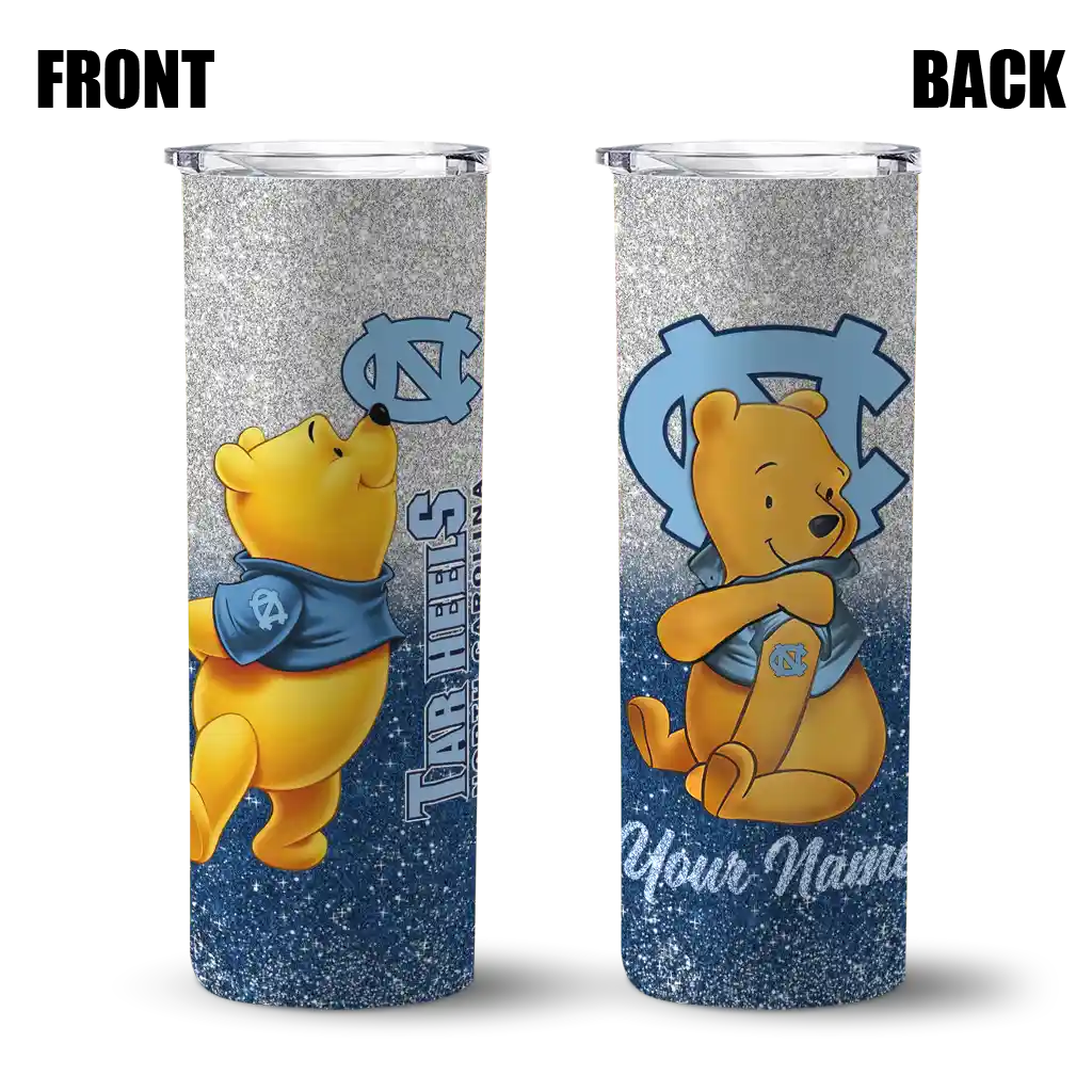 personalized-north-carolina-tar-heels-winnie-the-pooh-light-blue-gray-skinny-tumbler-fashion-forward.webp