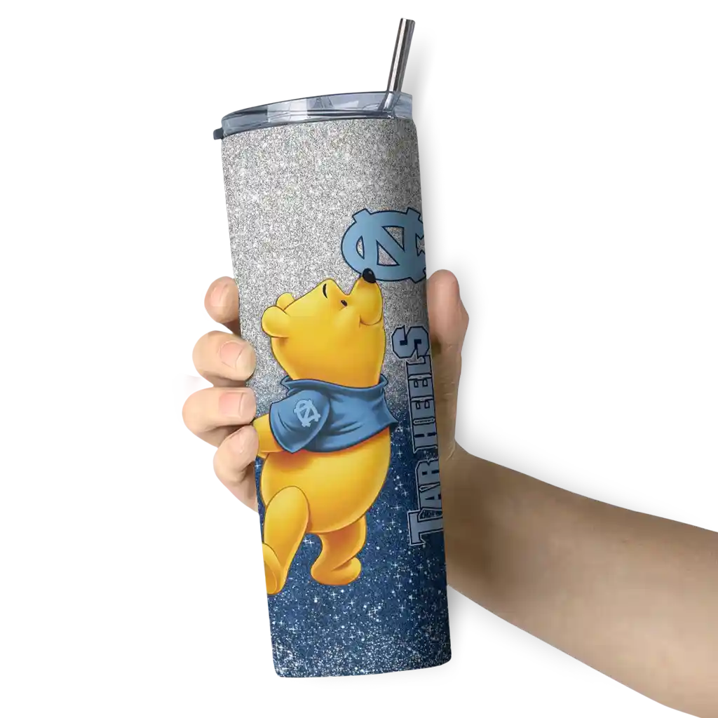 personalized-north-carolina-tar-heels-winnie-the-pooh-light-blue-gray-skinny-tumbler-premium-grade.webp