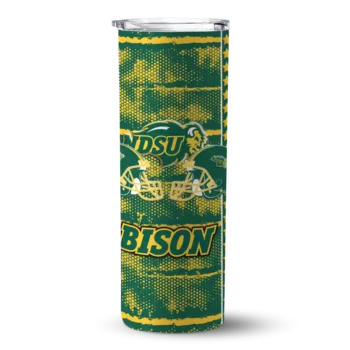 Personalized North Dakota State Bison Chevron Patch Green Skinny Tumbler