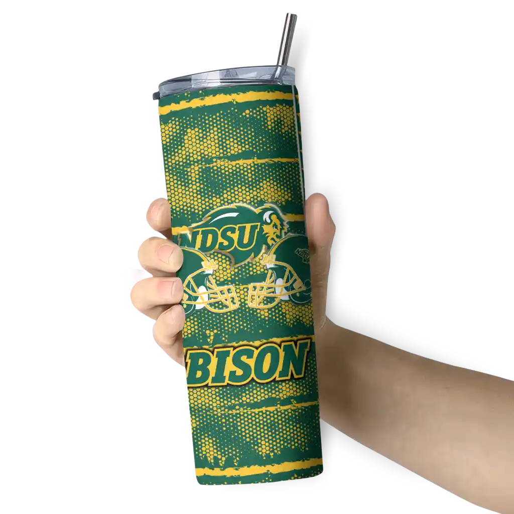 personalized-north-dakota-state-bison-chevron-patch-green-skinny-tumbler-premium-grade.webp