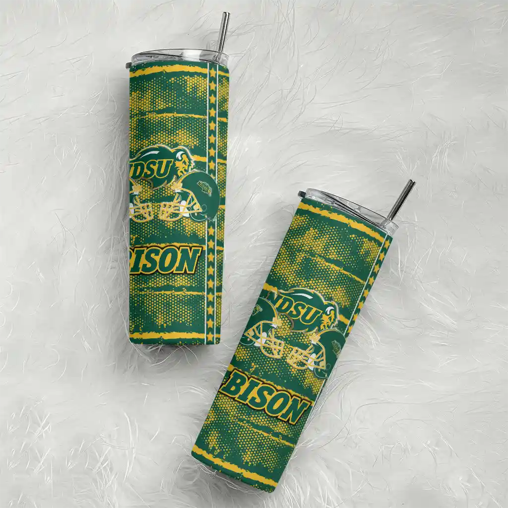 personalized-north-dakota-state-bison-chevron-patch-green-skinny-tumbler-top-rated.webp