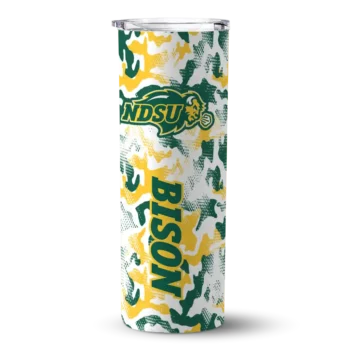 Personalized North Dakota State Bison Claw Marks Green White Skinny Tumbler