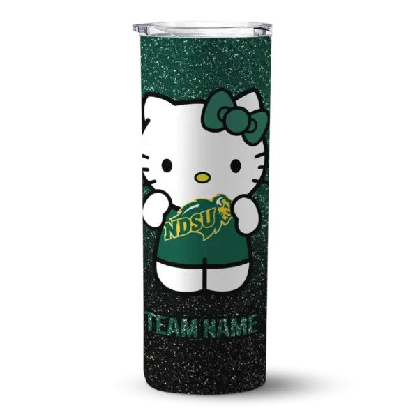 personalized north dakota state bison hello kitty green black skinny tumbler best selling