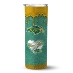 personalized-north-dakota-state-bison-pixel-fade-green-skinny-tumbler-best-selling.webp