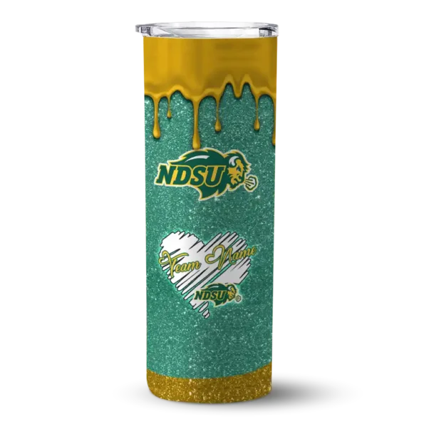 personalized north dakota state bison pixel fade green skinny tumbler best selling