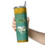 personalized-north-dakota-state-bison-pixel-fade-green-skinny-tumbler-best-selling.webp