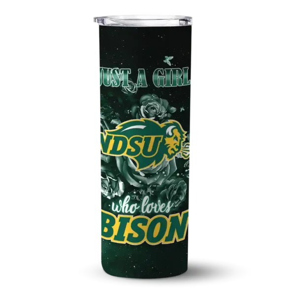 personalized north dakota state bison rose romance green black skinny tumbler best selling