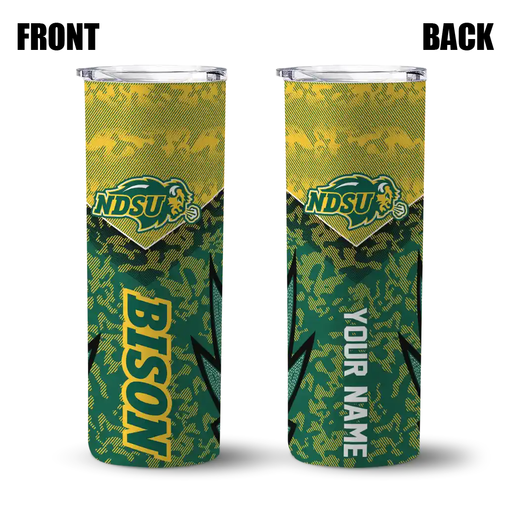 personalized-north-dakota-state-bison-spiral-burst-print-green-skinny-tumbler-fashion-forward.webp