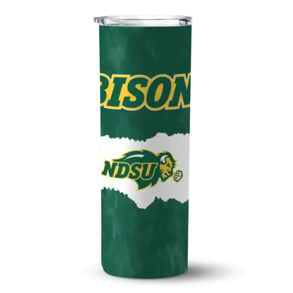 personalized north dakota state bison torn band green white skinny tumbler best selling