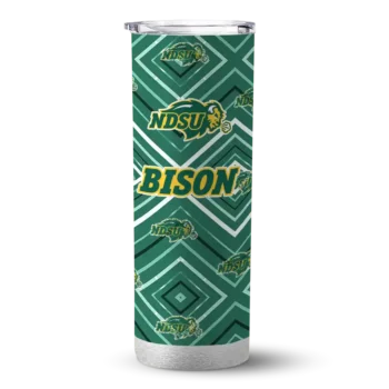 Personalized North Dakota State Bison Zipper Leopard Green Skinny Tumbler