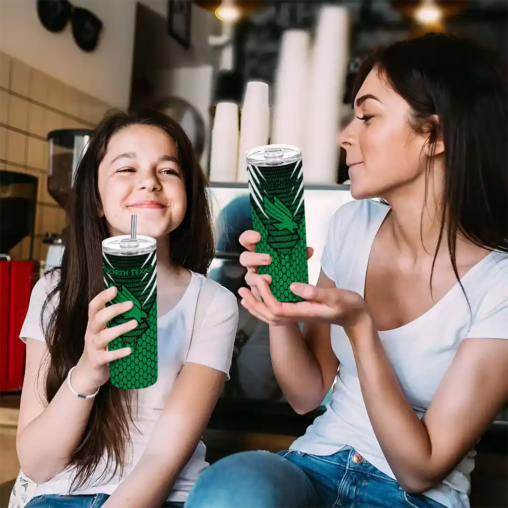 personalized-north-texas-mean-green-chevron-stripes-green-skinny-tumbler-trendy.webp