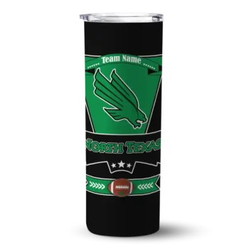 Personalized North Texas Mean Green Helmet Belt Green Black Skinny Tumbler