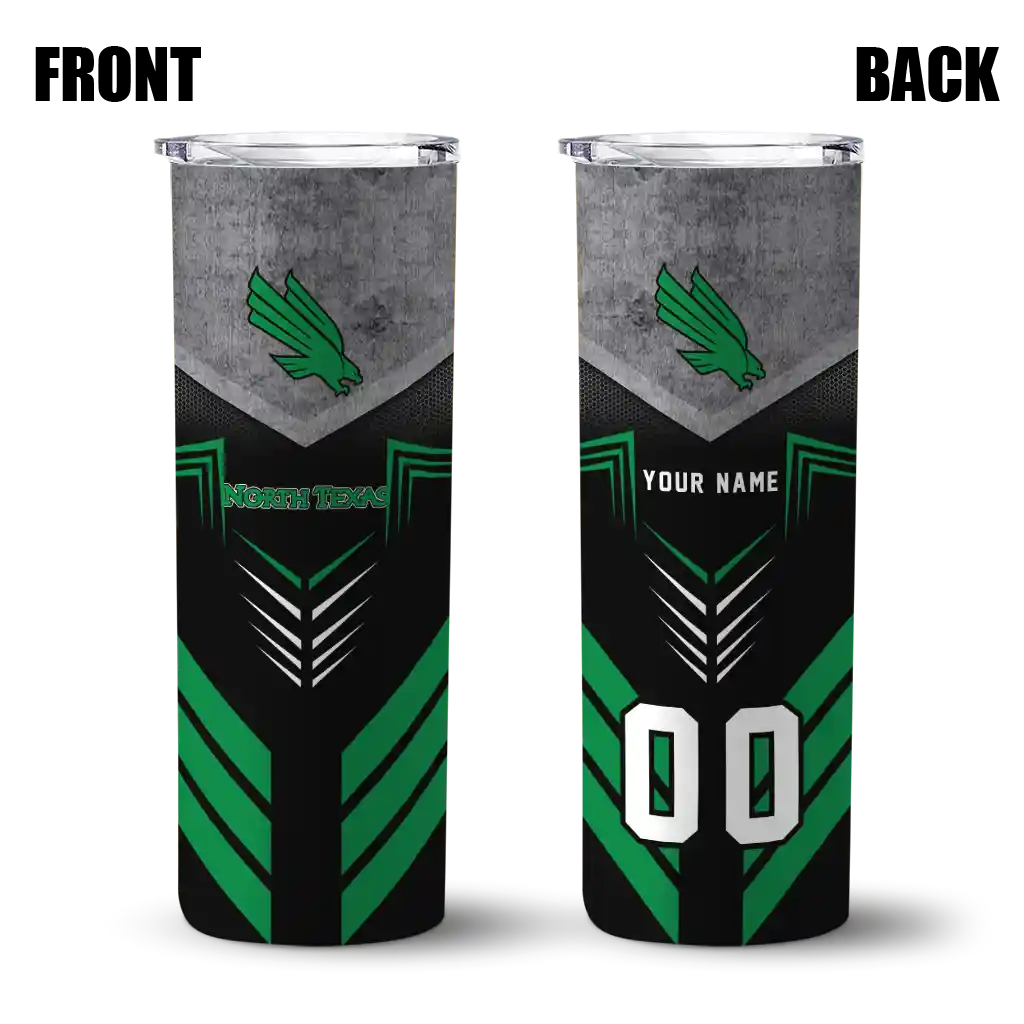 personalized-north-texas-mean-green-hexagon-honeycomb-green-black-skinny-tumbler-fashion-forward.webp
