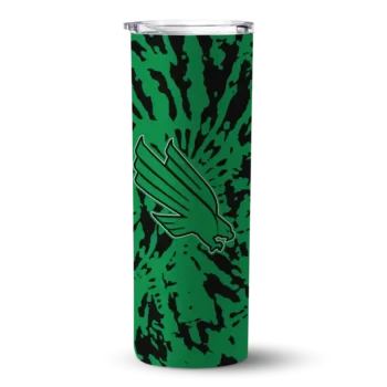 Personalized North Texas Mean Green Metallic Grid Green Skinny Tumbler