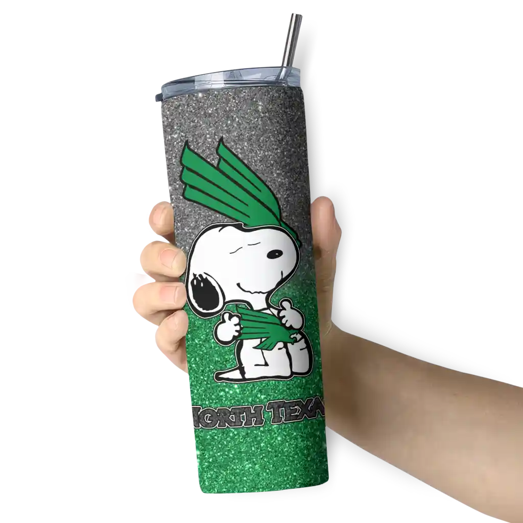 personalized-north-texas-mean-green-snoopy-attitude-green-skinny-tumbler-premium-grade.webp