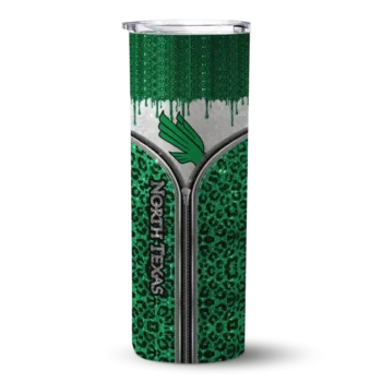 Personalized North Texas Mean Green Sparkle Drip Green Skinny Tumbler