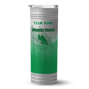 Personalized North Texas Mean Green Swirl Texture Green Skinny Tumbler