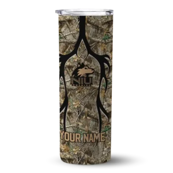 Personalized Northern Illinois Huskies Antler Flow Camo Skinny Tumbler