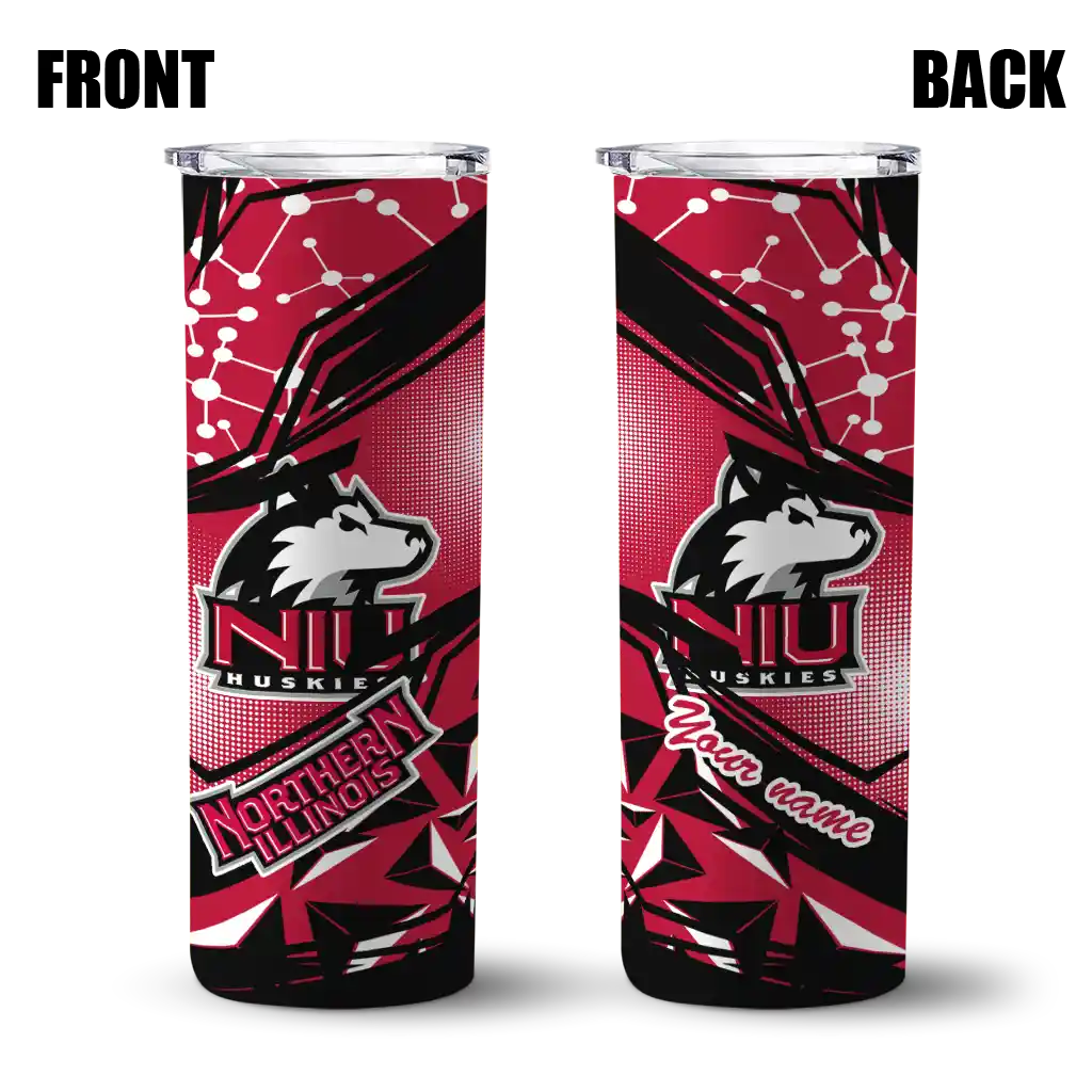 personalized-northern-illinois-huskies-helmet-clash-red-skinny-tumbler-fashion-forward.webp