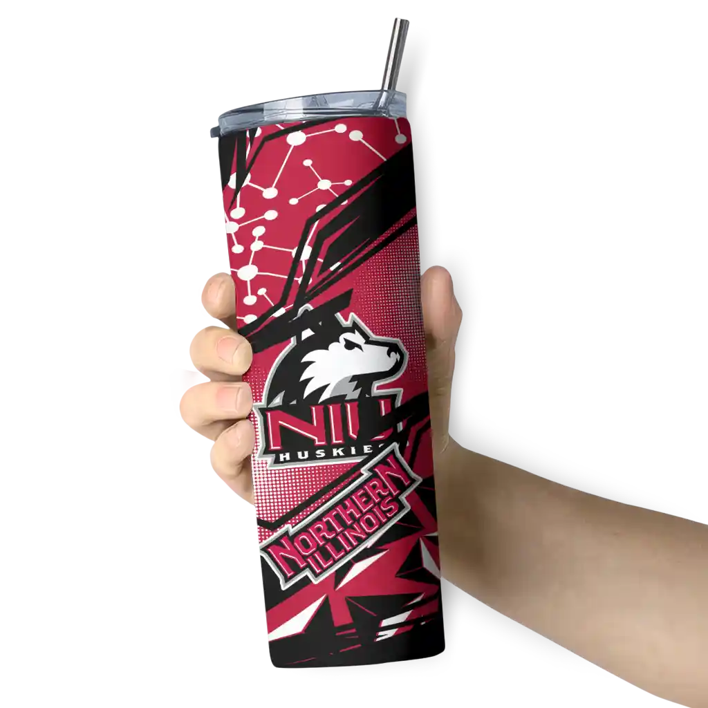 personalized-northern-illinois-huskies-helmet-clash-red-skinny-tumbler-premium-grade.webp