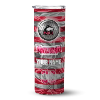 Personalized Northern Illinois Huskies Patterned Waves Red Skinny Tumbler