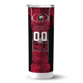 Personalized Northern Illinois Huskies Stacked Diamond Red Skinny Tumbler
