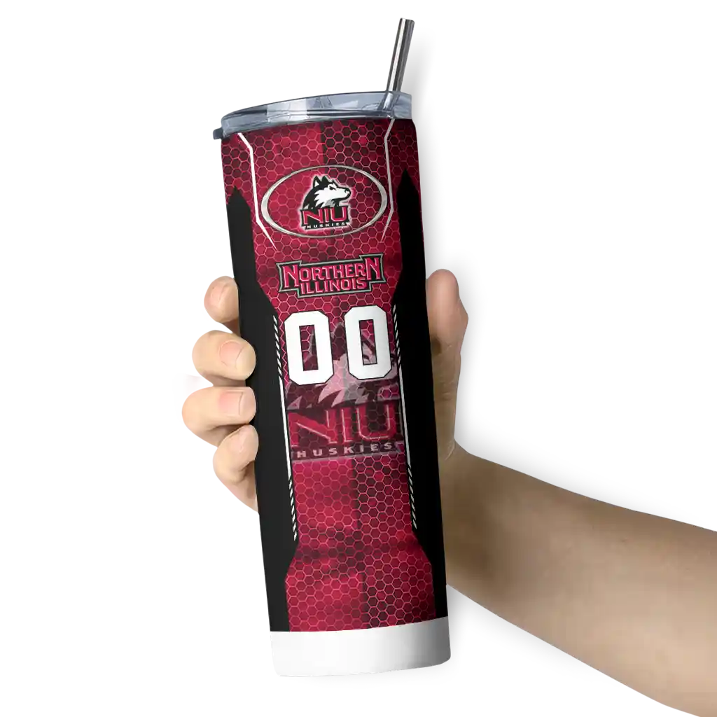 personalized-northern-illinois-huskies-stacked-diamond-red-skinny-tumbler-premium-grade-1.webp