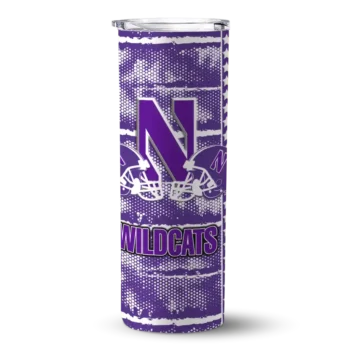 Personalized Northwestern Wildcats Chevron Patch Purple Skinny Tumbler